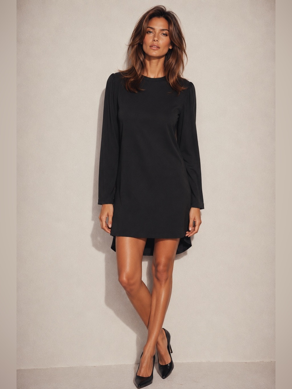 Amanda Uprichard minimalist black high low mini shift dress tunic NWT size Small